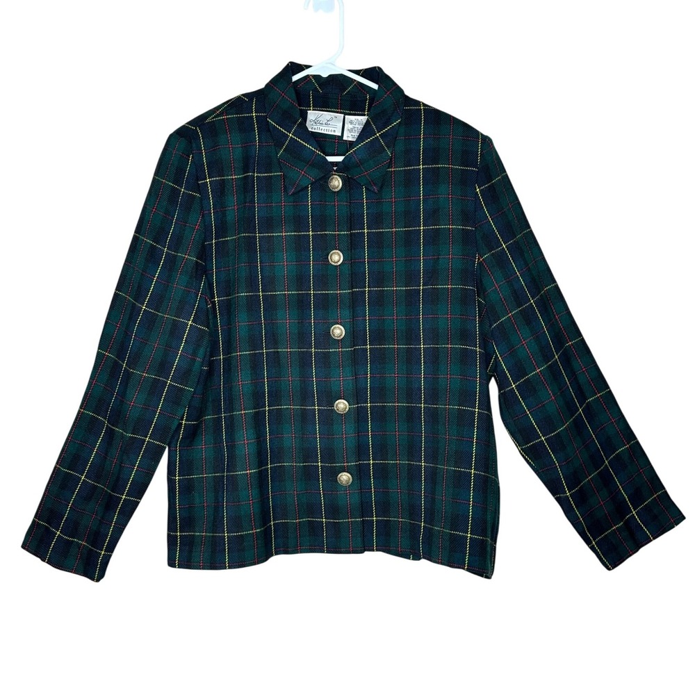 Kathie Lee Collection NWT VTG Plaid Blazer‎ Jacket Acrylic Button Front Size 16